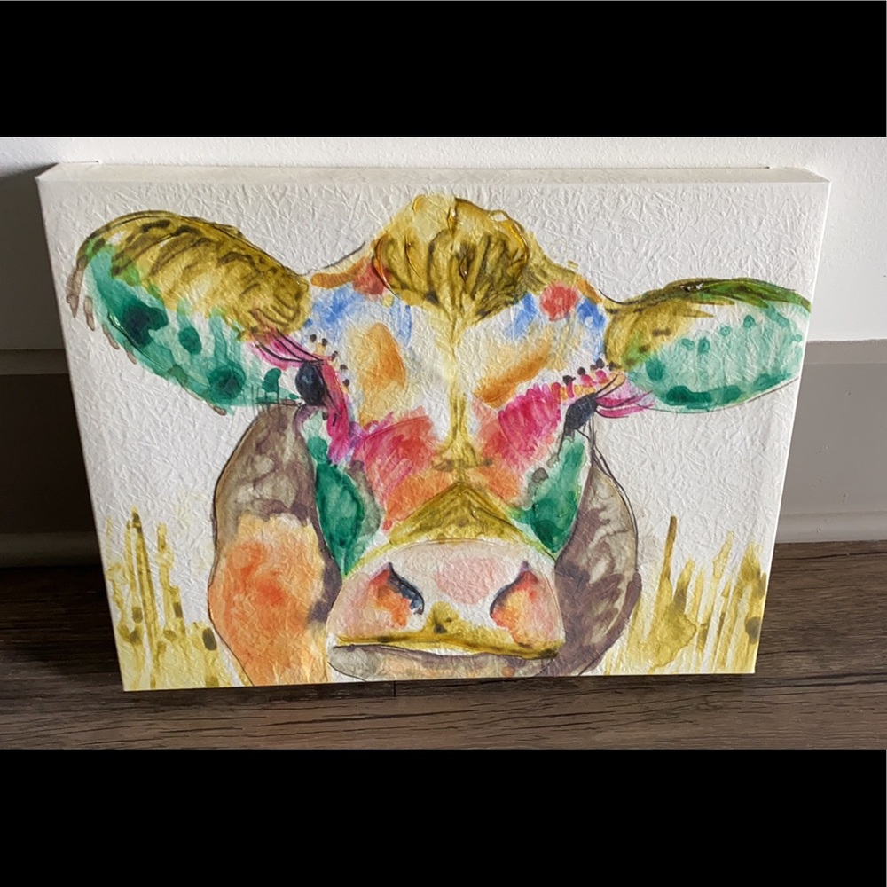 Colorful Cow Canvas Wall Art